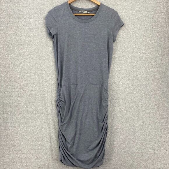 Athleta Dress Womens Small Gray Topanga Rushed Sides Stretchy Bodycon Tee - Picture 1 of 11